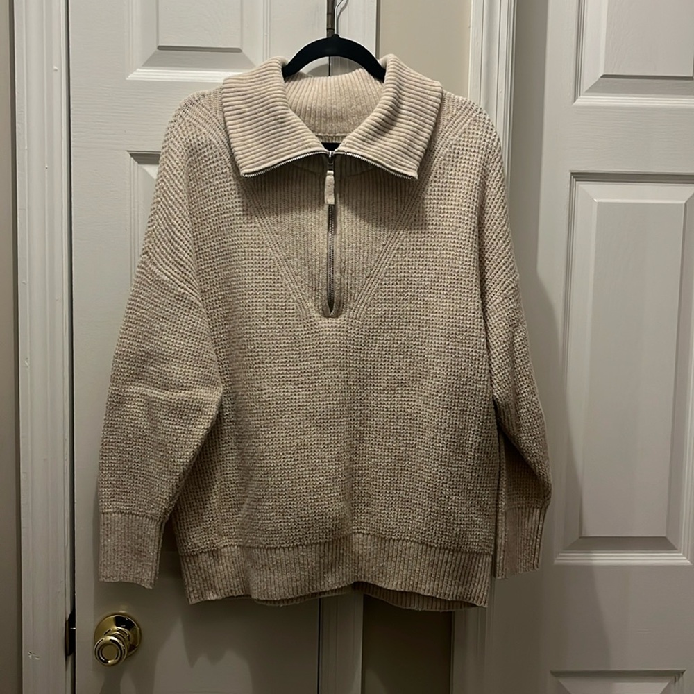 Aerie Cozy Up Waffle Knit Sweater, Cream
